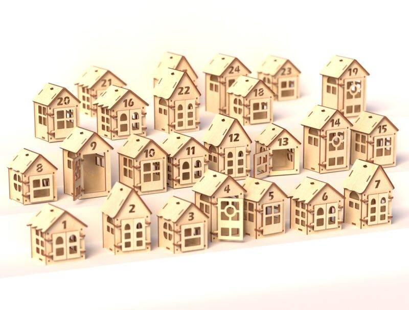 DIY Little Christmas Houses Advent Calendar – Laser Cut Wooden Craft Kit